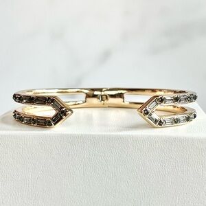 Gold and Silver Double Horseshoe Bracelet with Dark Stone Accents
